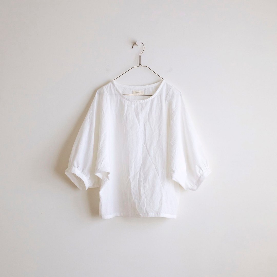 日常手作服 白色小飞鼠袖短罩衫 薄棉麻 - 女装上衣 - 棉．麻 白色
