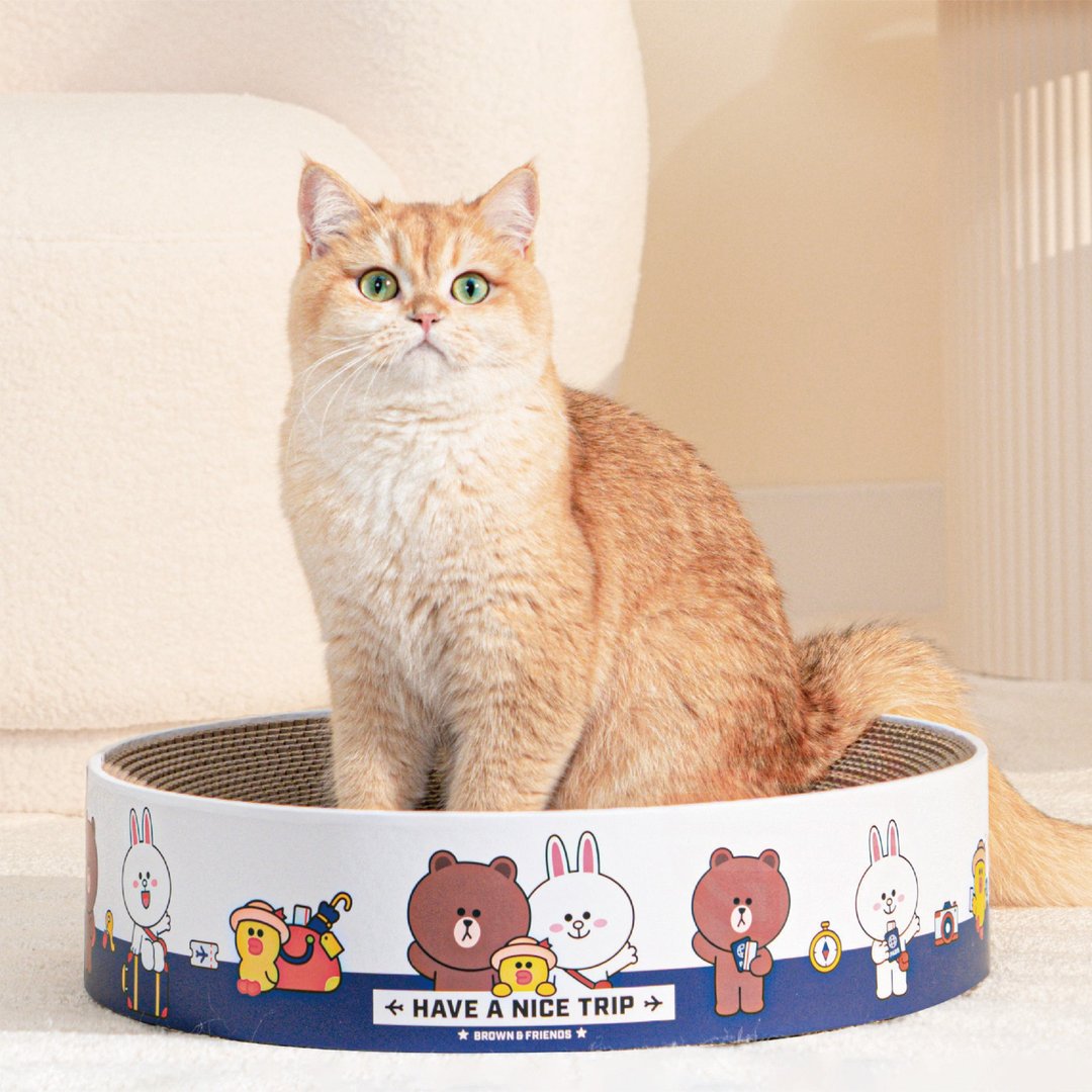 【LINE FRIENDS官方授权】旅行系列圆盘猫抓板 - 抓板/跳台 - 纸 