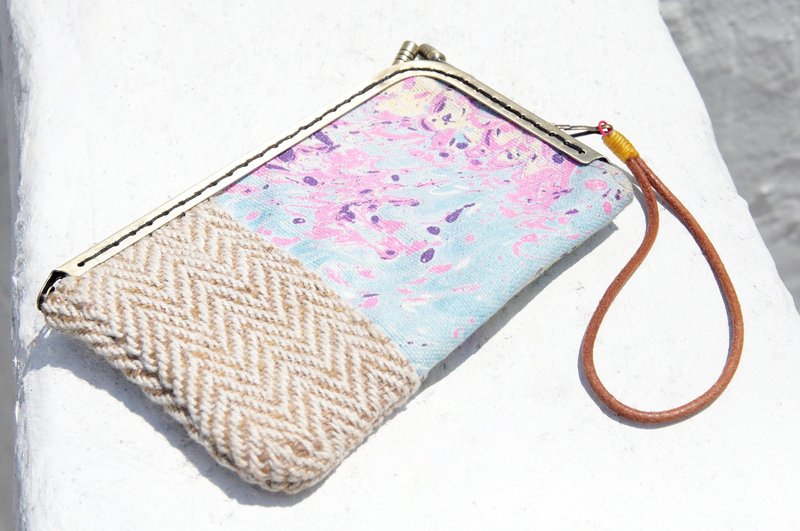 手工拼布手机包 手机套 零钱包 悠游卡套 口金包 口金手机套-海洋 - 手机壳/手机套 - 棉．麻 多色