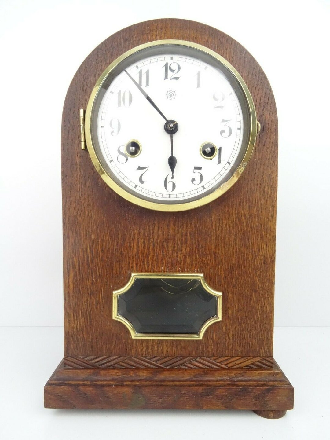Vintage Antique Mantel Clock JUNGHANS Germany Design Bracket Mantle Shelf 8 day - 时钟/闹钟 - 木头 咖啡色