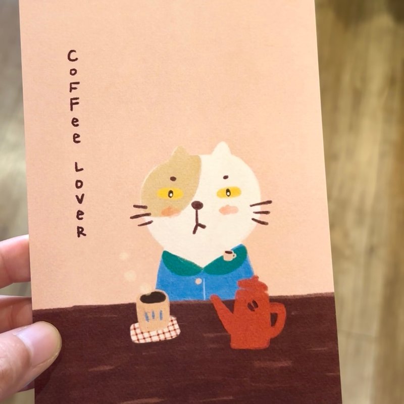 咖啡猫猫 - 卡片/明信片 - 纸 粉红色