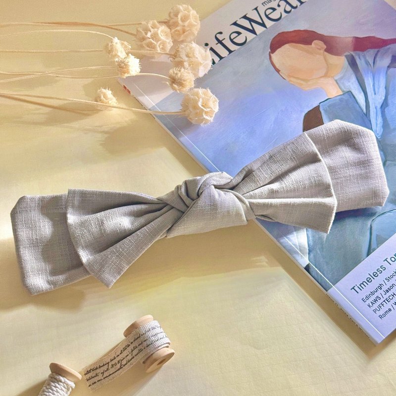 【巧妙艺手】灰紫 手作蝴蝶结发带 - 发带/发箍 - 棉．麻 紫色