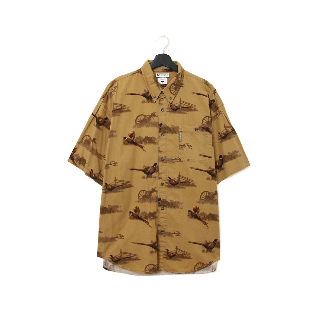 Back to Green- 动物图衬衫 卡其色 Columbia 禽鸟 vintage shirt - 男装衬衫 - 棉．麻 