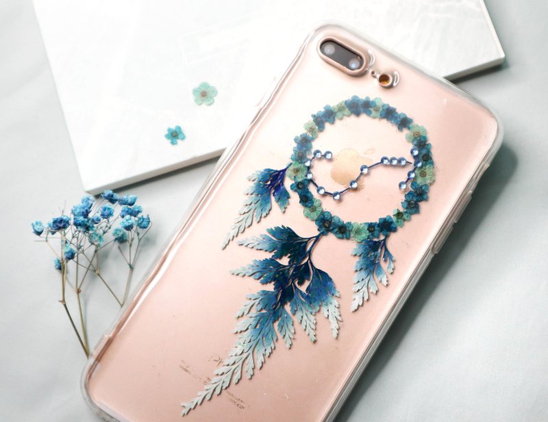 天蝎座押花捕梦网手机壳 | 12星座 - 手机壳/手机套 - 植物．花 蓝色