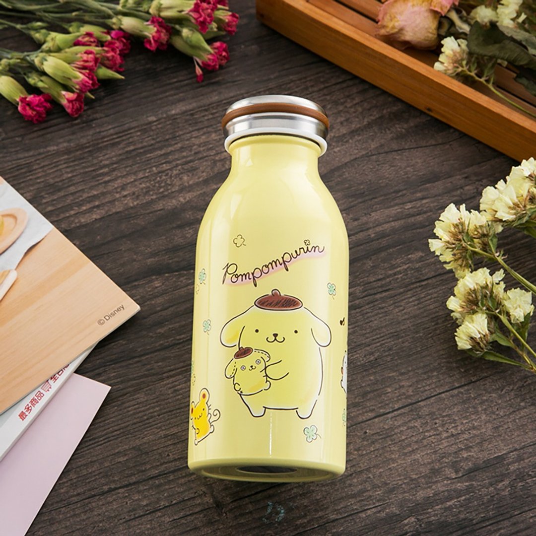 三丽鸥授权 呆萌布丁狗 长效保温不锈钢牛奶瓶350ml 赠杯套 - 保温瓶/保温杯 - 不锈钢 黄色
