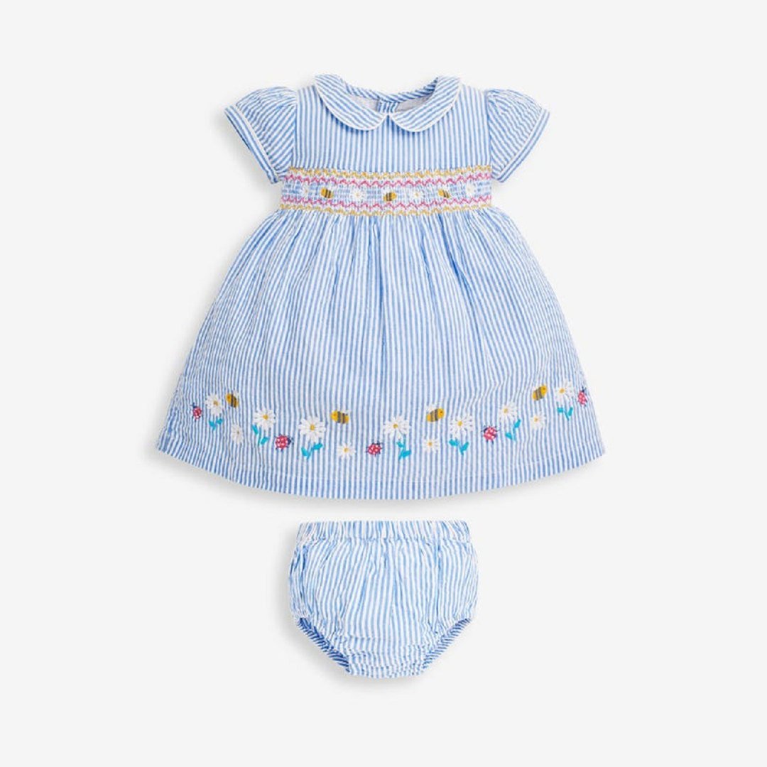 英国婴幼儿流行品牌 经典小圆领 女宝宝可爱夏季洋装 - 童装礼服/连衣裙 - 棉．麻 蓝色