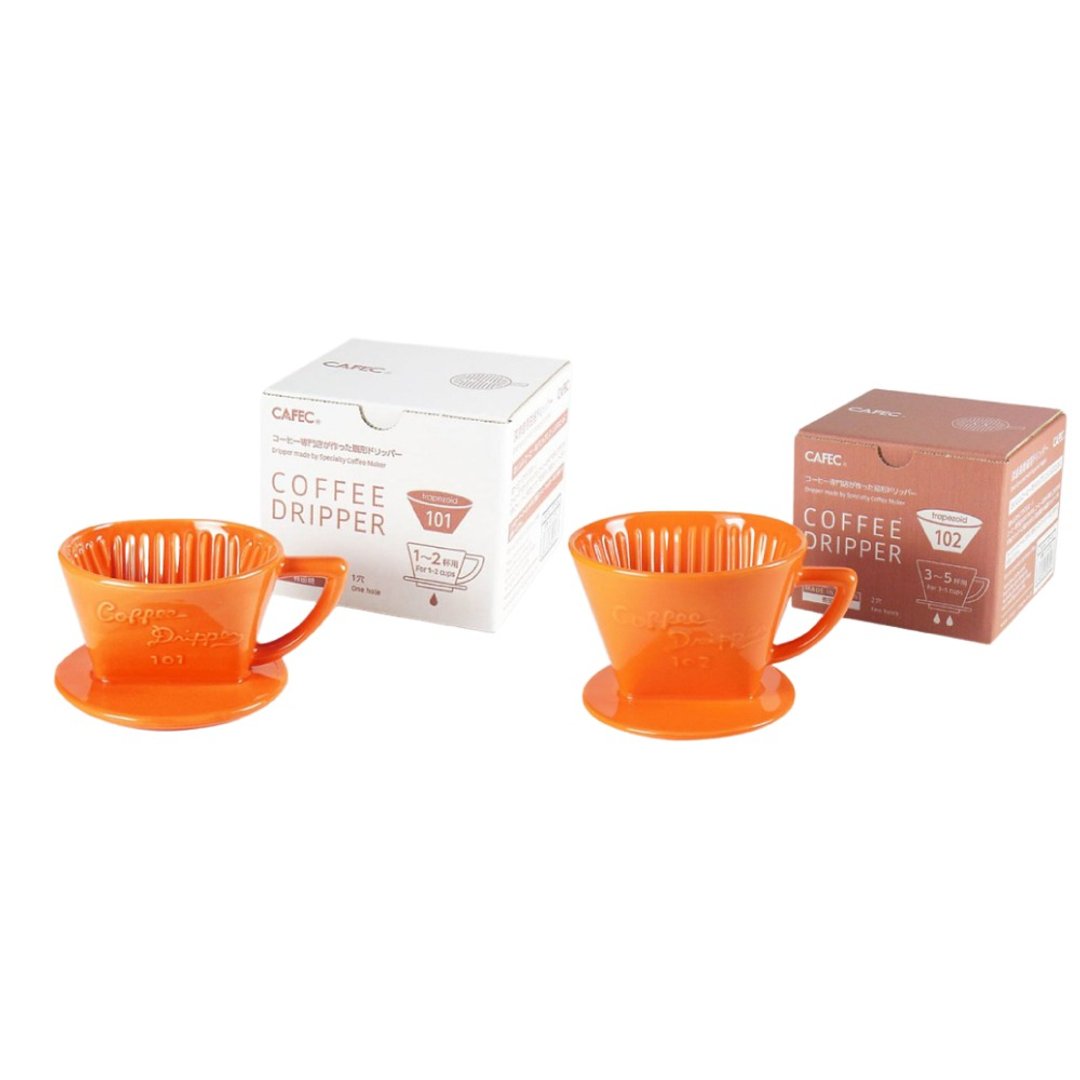 日本CAFEC 扇形陶瓷滤杯-橘色 / 共2款 - 咖啡壶/周边 - 瓷 橘色