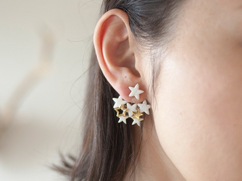Stardust catch earrings / earrings (white) - 耳环/耳夹 - 纸 白色