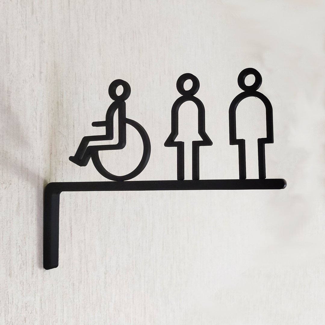 Restroom Sign,WC Sign,Bathroom Sign,Toilet Sign,Room Sign - 卫浴用品 - 塑料 黑色