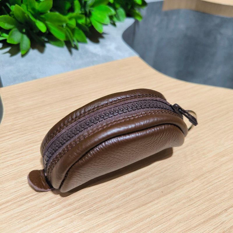 真皮拉链零钱包 棕色 - 零钱包 - 真皮 咖啡色