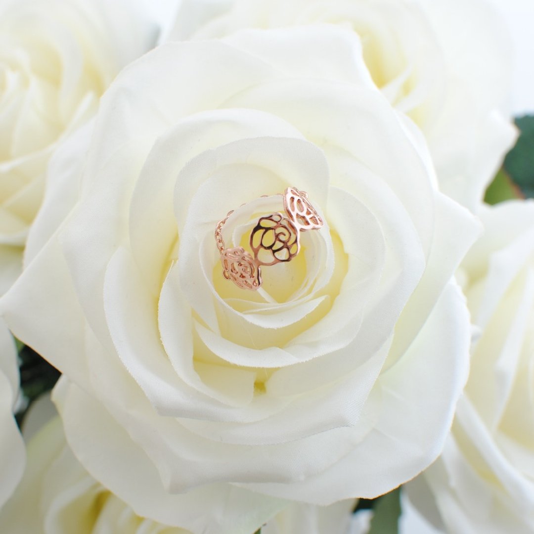 【快速出货】La Rose 链戒 玫瑰戒指 经典玫瑰系列 - 戒指 - 铜/黄铜 金色