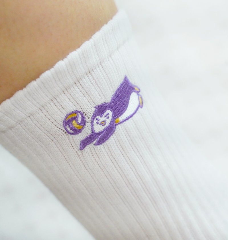 企鹅不舍 - 排球袜 - 袜子 - 棉．麻 紫色