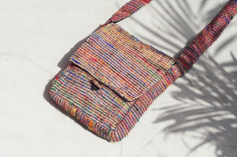 母亲节 手工天然棉麻收纳包 / 民族风编织小包 / 纱丽线相机包 / 手机包 / 卡夹 -  手织布纱丽布拼接 橘色星辰 银河 - 其他 - 棉．麻 多色