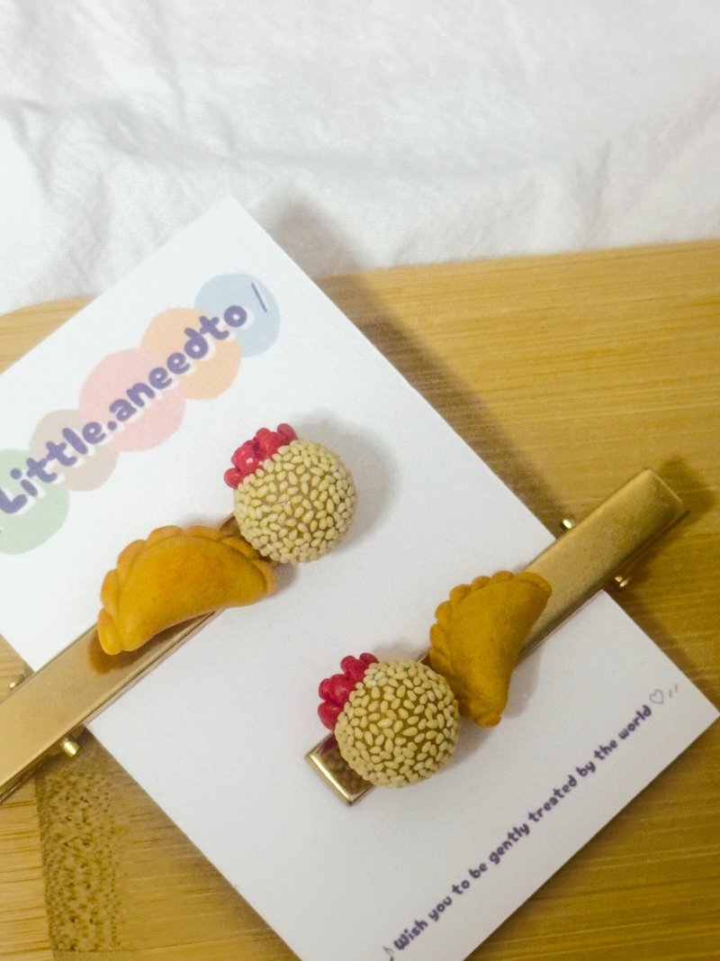 贺年发饰 / 油角煎堆 / 糖冬瓜 糖莲藕 糖甘笋 / 黏土 / 微缩手作 - 发饰 - 粘土 橘色