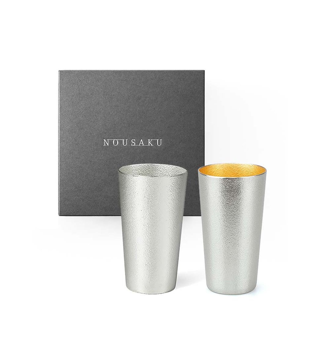 经典纯锡杯对杯(纯锡・金箔)礼盒组 - 酒杯/酒器 - 贵金属 银色