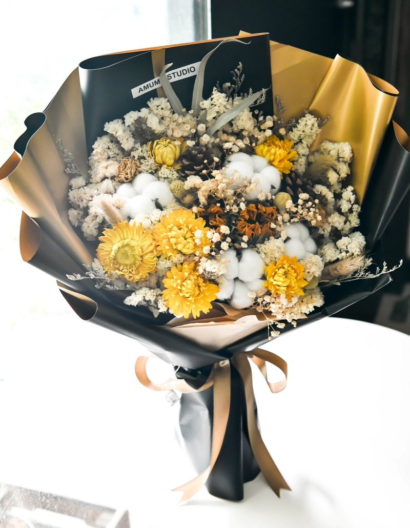 疗愈系 暖心的向日葵花束 - 干燥花/捧花 - 植物．花 卡其色