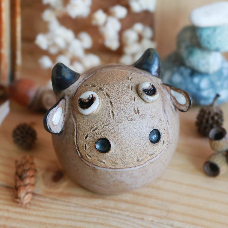 十三生笑 - 粉牛 - 摆饰 - 陶 