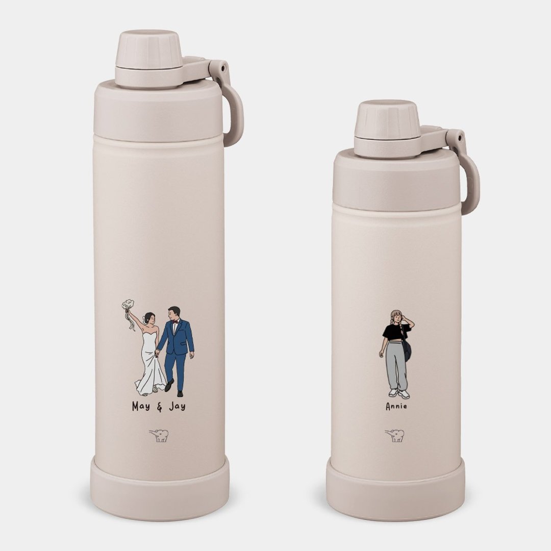【定制化礼物】似颜绘 结婚照 600/750ml 象印大容量运动水壶 017 - 保温瓶/保温杯 - 不锈钢 绿色