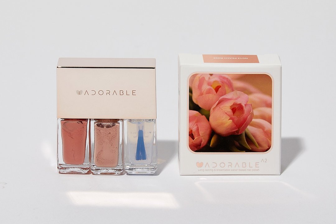 ADORABLE持久透气水性指甲油-蜜桃与玫瑰的浪漫邂逅 Peach Rose - 指甲油/指甲贴 - 玻璃 粉红色