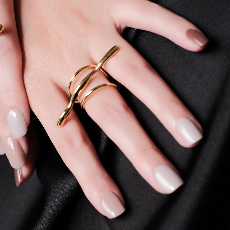 Space Ice - Magenta Mist - 暴风单指戒-厚镀18K金 - 戒指 - 铜/黄铜 金色