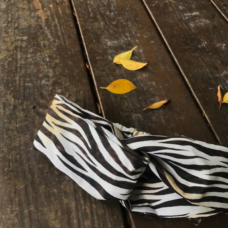 虎纹纯棉弹性发带 - 发带/发箍 - 棉．麻 咖啡色