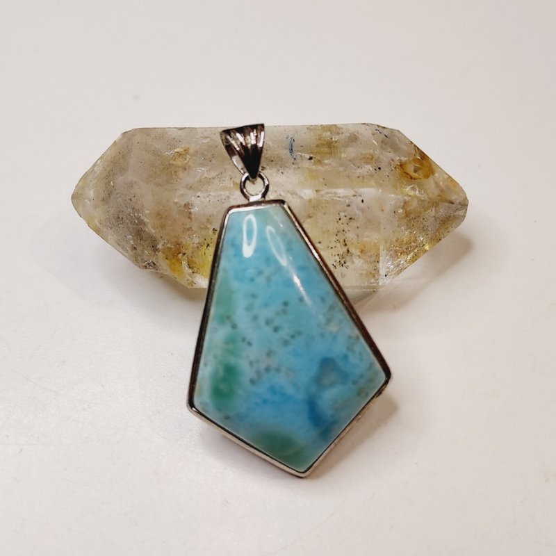 拉利玛(海纹石)吊饰 - 有助改善语言表达沟通能力 - 吊饰 - 银 