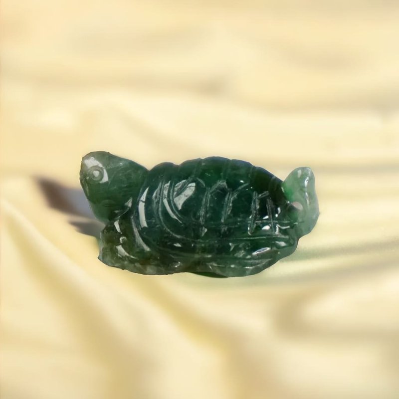 【吉祥·长寿】冰种绿飘花乌龟摆饰 | 天然缅甸玉翡翠A货 | 送礼 - 其他 - 玉石 绿色