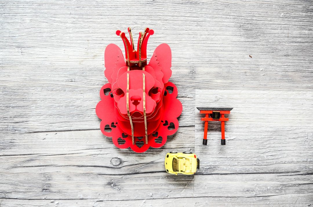 Prince Bata 法斗犬 挂饰 DIY手作 3D 居家摆饰 红色 - 木工/竹艺/纸艺 - 纸 红色