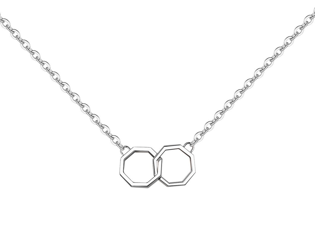 OKTO Twin Long Pendant Silver 颈链 - 项链 - 不锈钢 