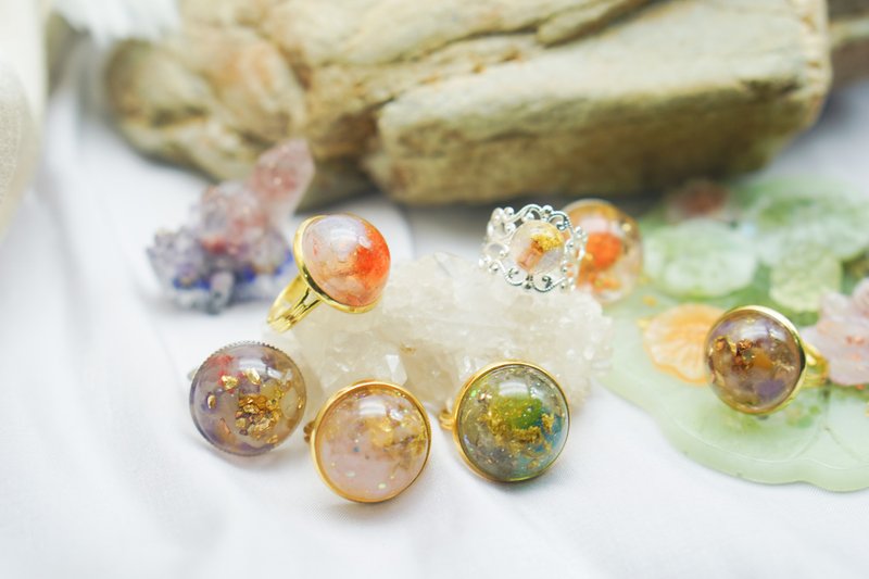 水晶疗愈奥根双戒组合【橘喵樱色】 - 戒指 - 铜/黄铜 橘色