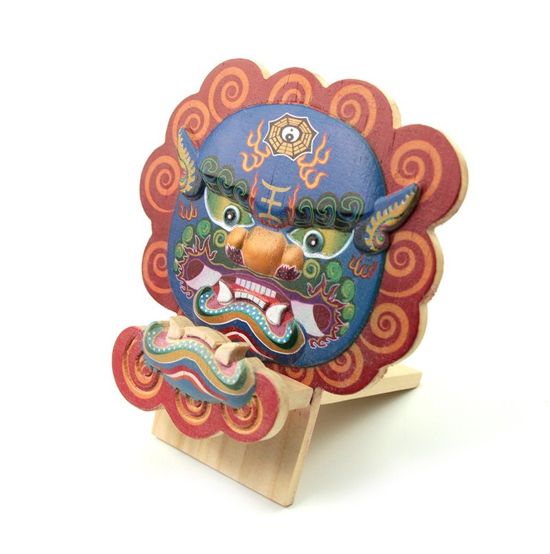 【品牌工房】摆狮原木手机座 台湾传统彩狮 - 摆饰 - 木头 多色