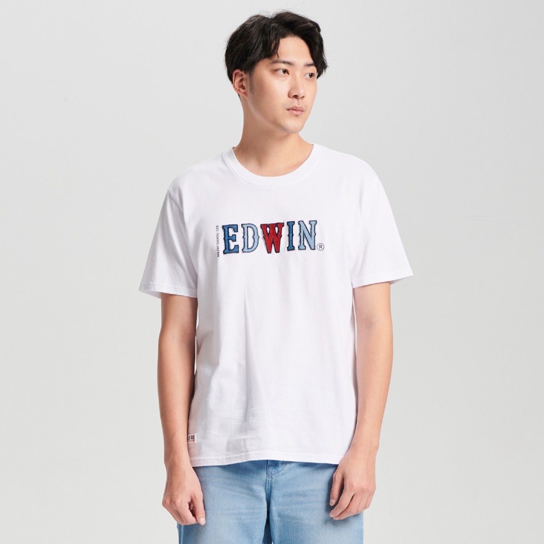 EDWIN 男装 再生系列 CORE 英文字母印花短袖 T 恤 (白色) #上衣#短袖 - 男装上衣/T 恤 - 棉．麻 白色