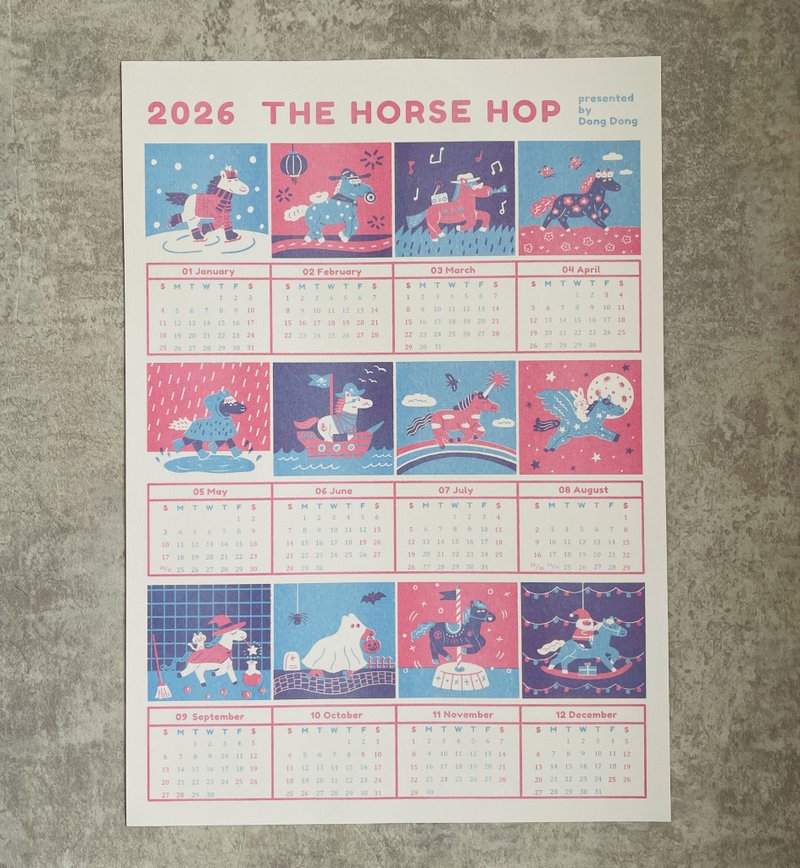 2026 THE HORSE HOP 年历海报/A3孔版印刷海报 - 年历/台历 - 纸 多色