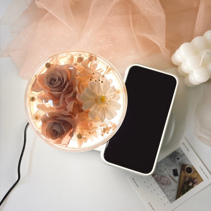【定制礼物】永生星球 夜灯 手机无线充电座 情人节 母亲节 - 干燥花/捧花 - 植物．花 多色