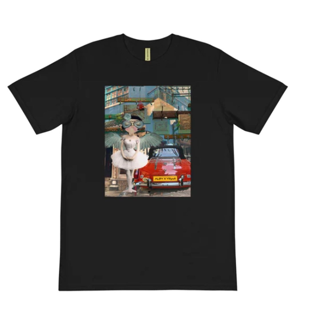 Lulu Red Car Organic T-Shirt - Collaboration: yiliyuli x designsbyalby - 中性连帽卫衣/T 恤 - 棉 黑色