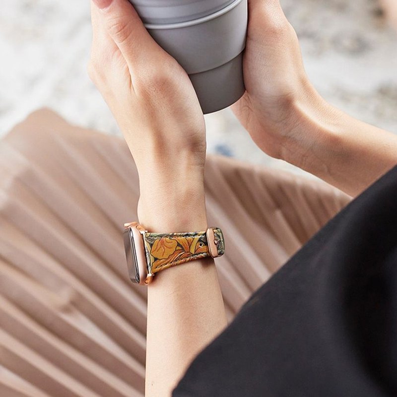 Apple Watch 38/40/41mm  BEST OF MORRIS 限量联名款表带 - 橙色 - 表带 - 棉．麻 绿色