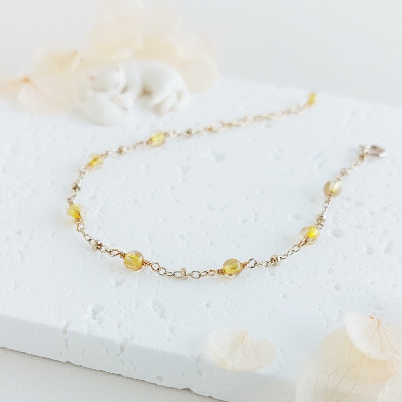 圆润小钛晶 x 14KGF手链 - 手链/手环 - 半宝石 金色