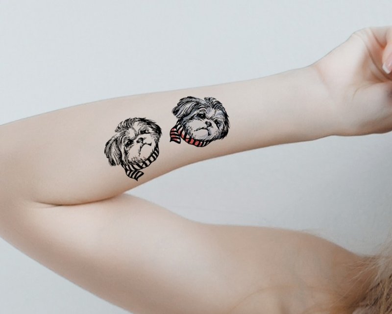 可爱小狗 纹身贴纸一套两款 黑白 彩色 - 纹身贴 - 纸 多色