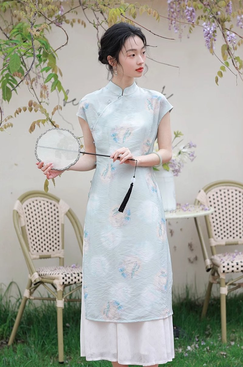 清风遥 新中式复古改良旗袍 - 洋装/连衣裙 - 其他材质 蓝色