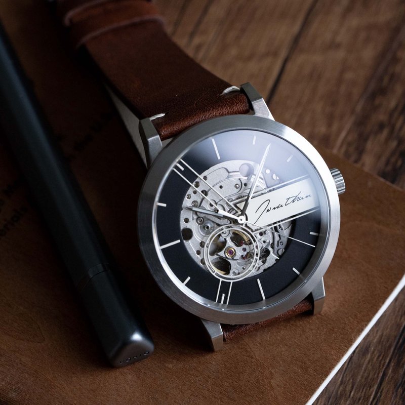 EONIQ 个性化机械表- 情侣及闺蜜礼物. 人手装篏. 免费刻字 42mm - 对表/情侣表 - 其他金属 银色