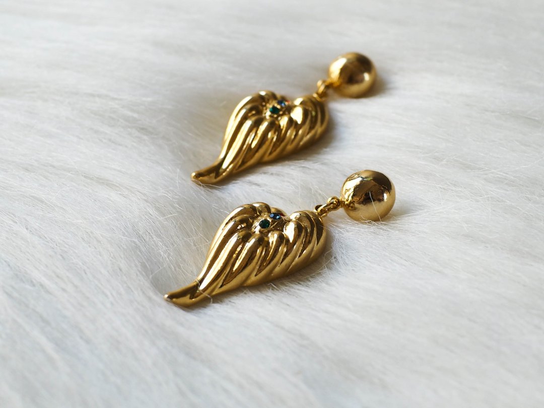 立体孔雀概念羽派对约会 古董轻饰品耳针式饰品 耳环 earrings - 耳环/耳夹 - 其他金属 金色