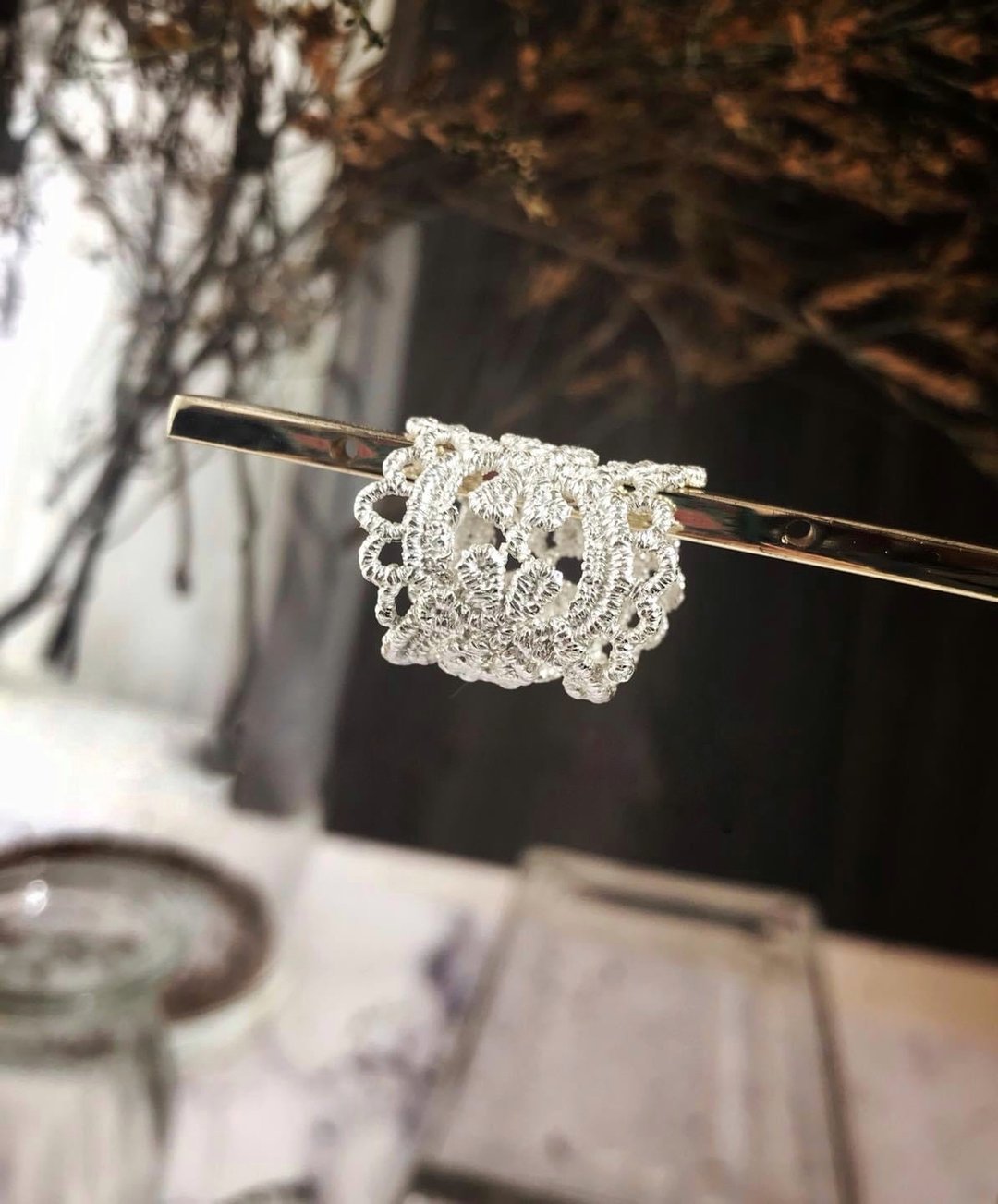 永和捷运_软蜡金工 纯银蕾丝戒指 一人成行 - 金工/饰品 - 纯银 