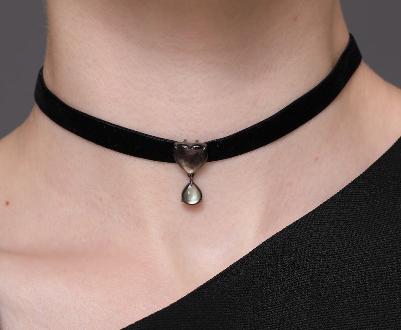 【毕业礼物】【圣诞礼物】天然黑贝S925纯银电黑金两用项链链 - 项链 - 银 黑色