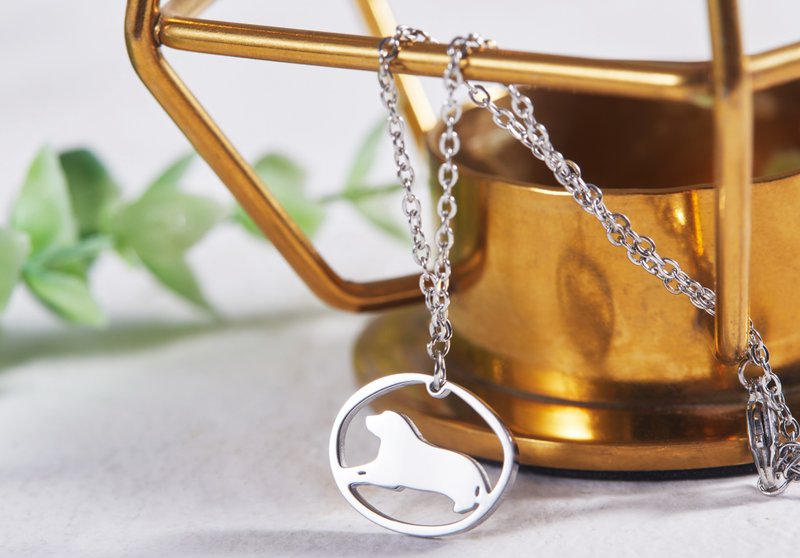 拉不拉多/黄金猎犬脚链- 狗狗小印章系列-抗敏医疗钢 - 脚链/脚环 - 不锈钢 银色