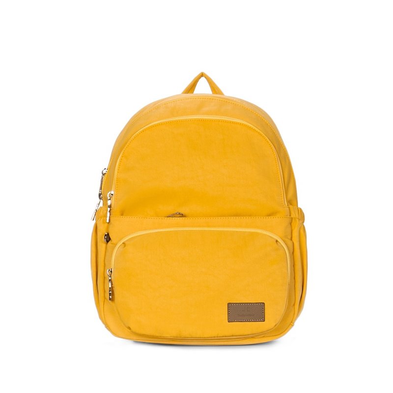 后背包-晴空双拉链防泼水后背包-6004-18-多色任选 - 后背包/双肩包 - 尼龙 黄色