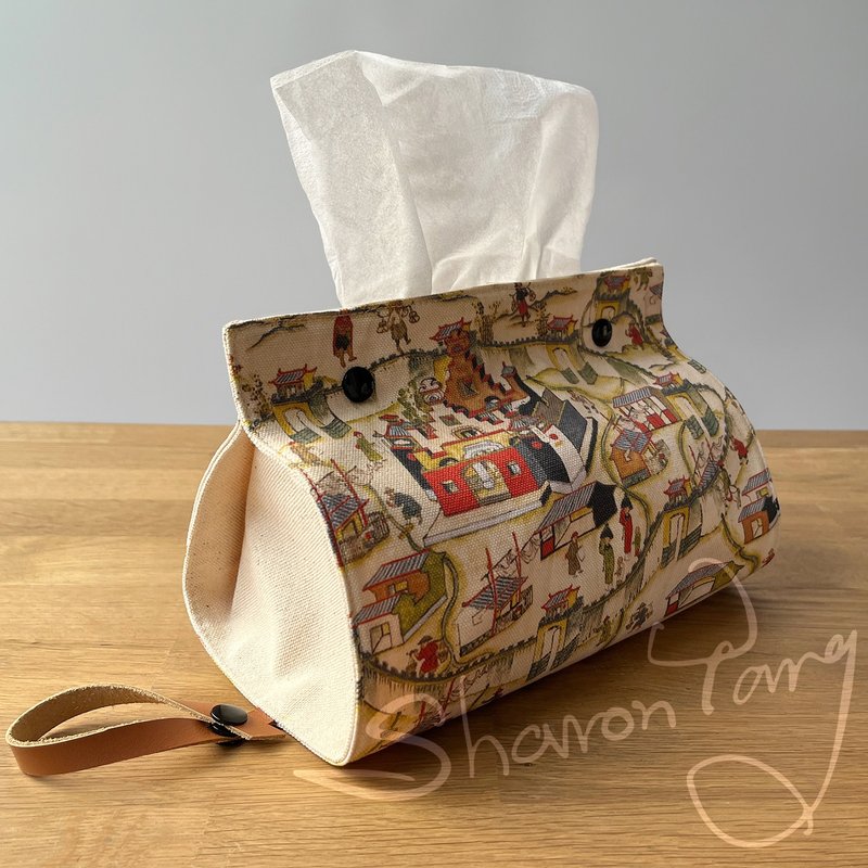 台南四百年系列_荷兰城堡图 _二用帆布面纸套 - 纸巾盒 - 棉．麻 