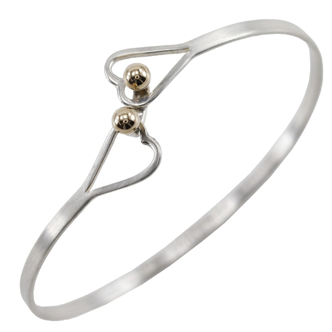 【日本直送】蒂芙尼 TIFFANY&Co. Hook & Eye 手镯 Double Heart 银 925 x 14K 黄金 约 5.3g 女性用【二手】 - 手链/手环 - 银 银色