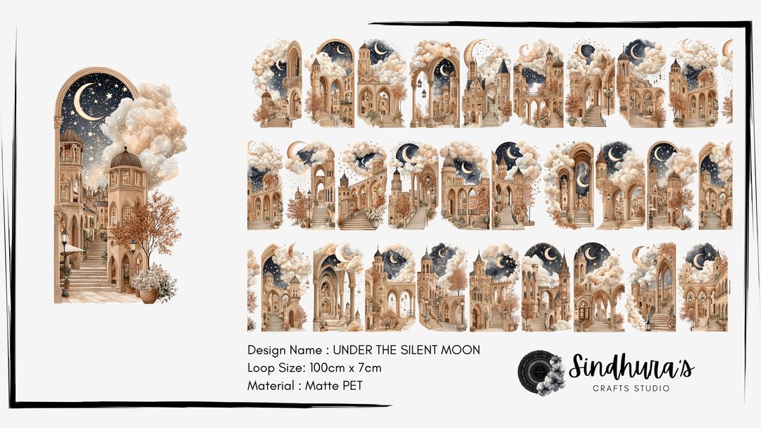 Under the Silent Moon 静月之下 建筑雾面 PET 胶带 手帐素材 - 贴纸 - 塑料 卡其色