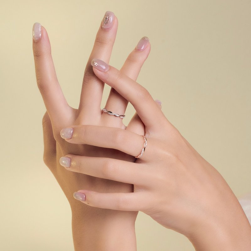 Shimmer。时光 交织纯银戒指 类珠宝级镶嵌 多尺寸可选 - 戒指 - 纯银 