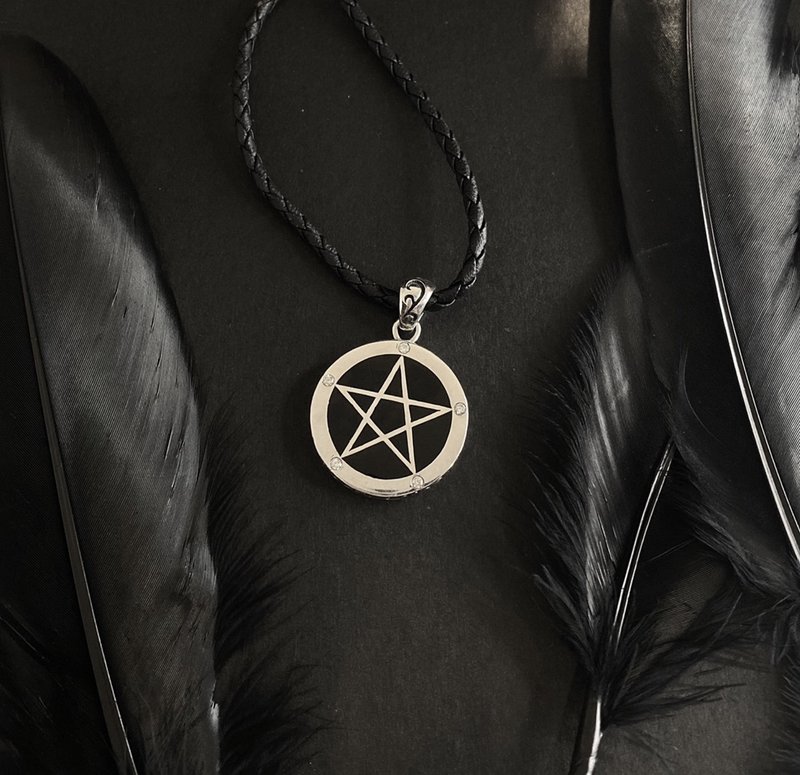 【图腾系列】五芒星Pentacle 925银 吊饰 (不含链) - 项链 - 纯银 黑色